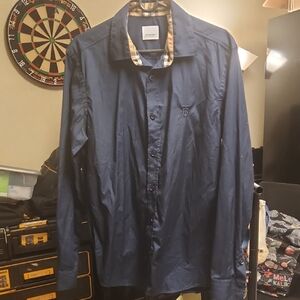 Burberry Dark Blue Collared Shirt